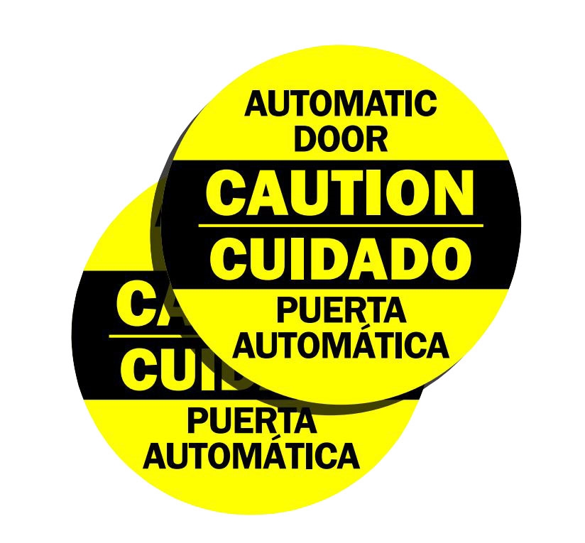 Stanley ANSI A156.10 Yellow Caution Automatic Door Sticker Decal |  Automatic Door and Hardware