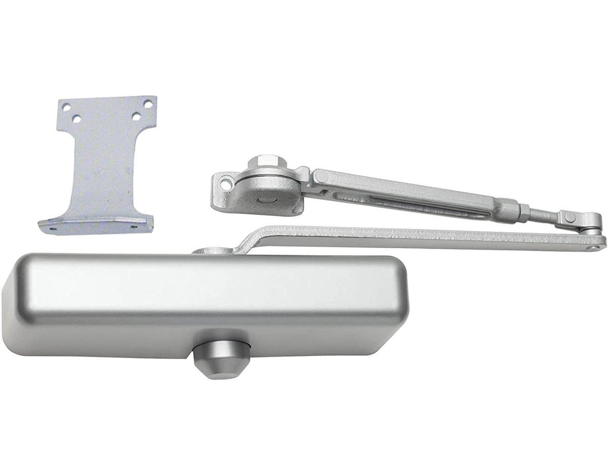 R7483 615R 9-1/16 in. x 3/4 in. Commercial Door Closer With Cover, Hold  Open Arm and Parallel Bracket, Adjustable Spring Size 1-5, Aluminum Finish